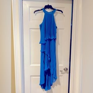 Laundry by Shelli Segal Blue Pleated High-Low Cocktail Dress Sz4 NWT